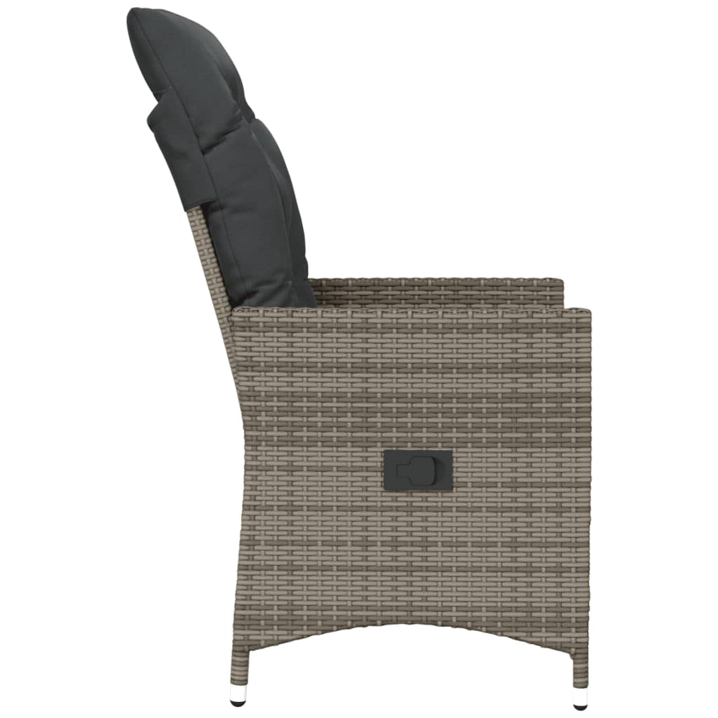 Sedia Reclinabile da Giardino con Cuscini Grigia in Polyrattan | homemem39