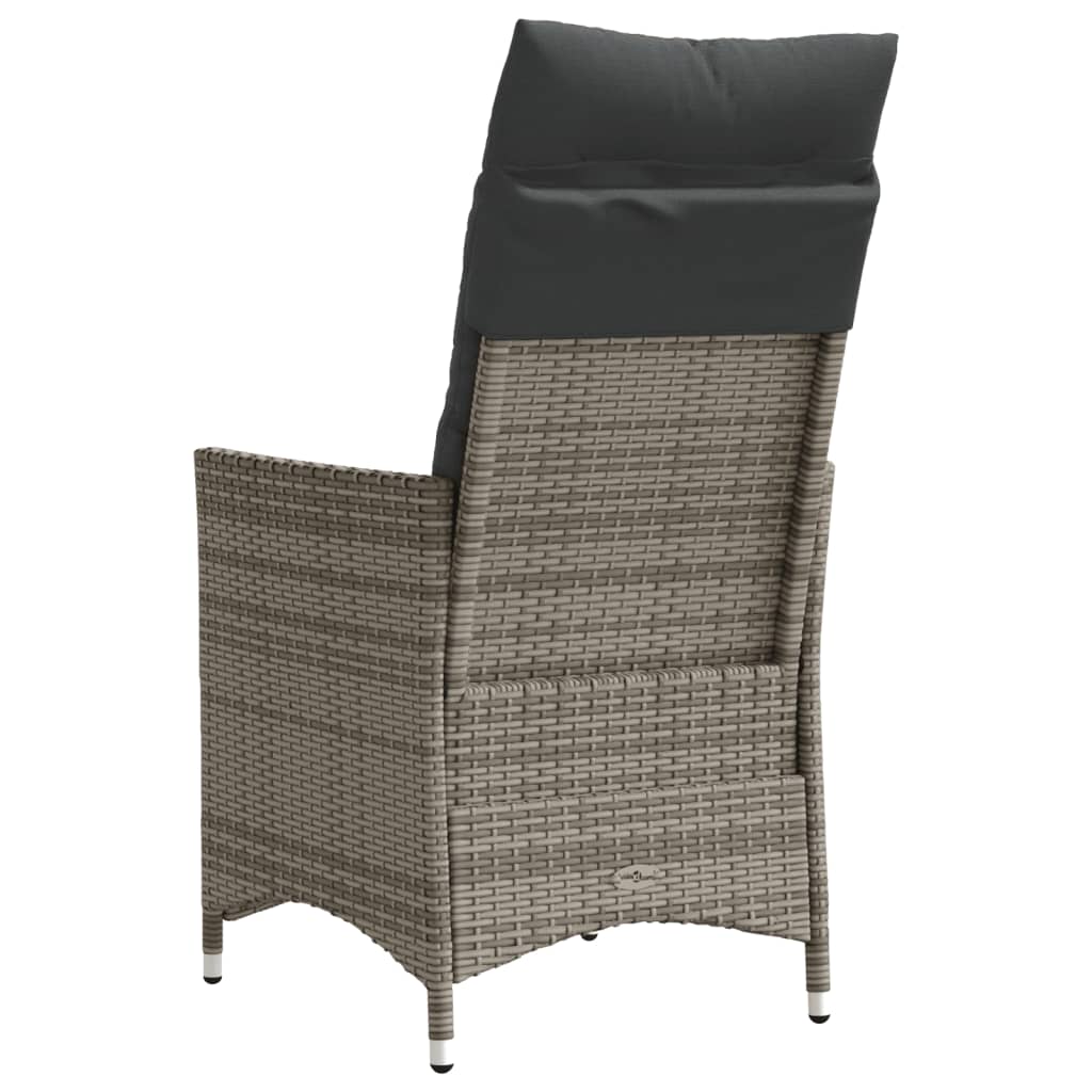 Sedia Reclinabile da Giardino con Cuscini Grigia in Polyrattan | homemem39