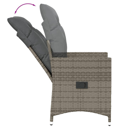 Sedia Reclinabile da Giardino con Cuscini Grigia in Polyrattan | homemem39