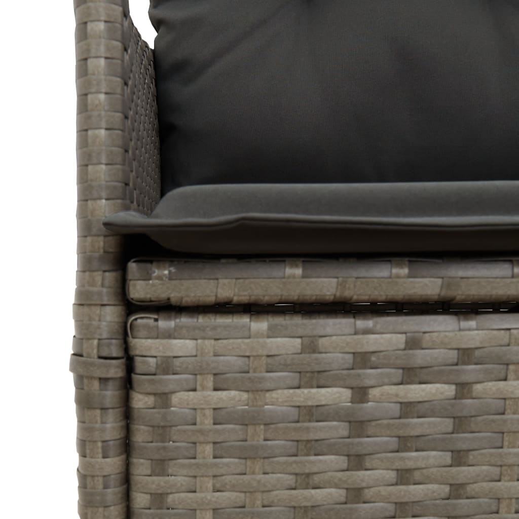 Sedia Reclinabile da Giardino con Cuscini Grigia in Polyrattan | homemem39