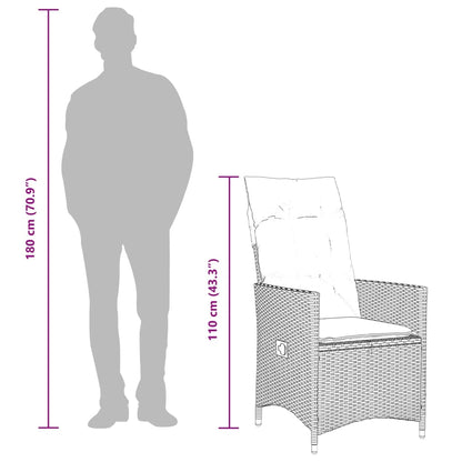 Sedia Reclinabile da Giardino con Cuscini Grigia in Polyrattan | homemem39