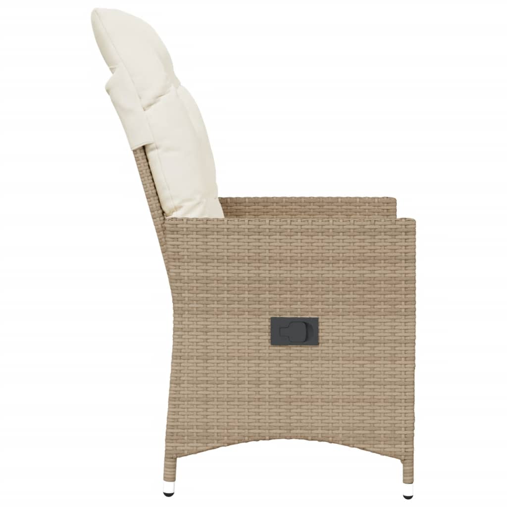 Sedia Reclinabile da Giardino con Cuscini Beige in Polyrattan - homemem39