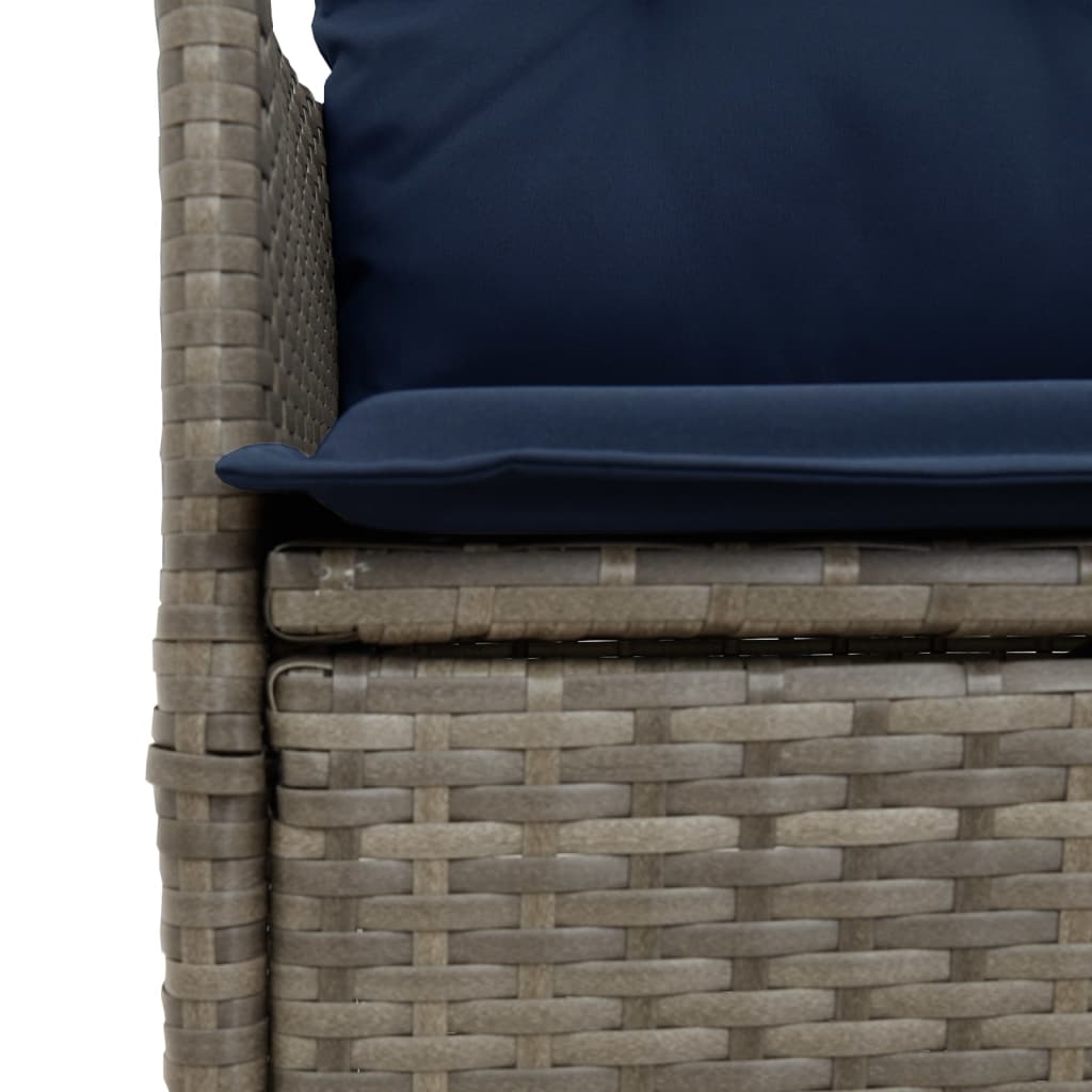Sedia da giardino reclinabile con cuscini grigia in polyrattan - homemem39