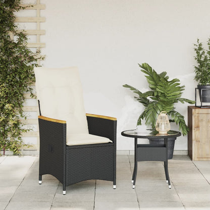 Sedia Reclinabile da Giardino con Cuscini Nera in Polyrattan - homemem39
