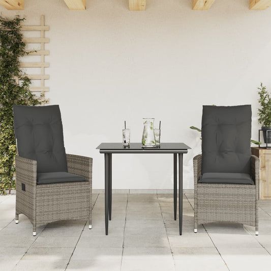 Sedie da Giardino Reclinabili 2 pz e Cuscini Grigio Polyrattan - homemem39