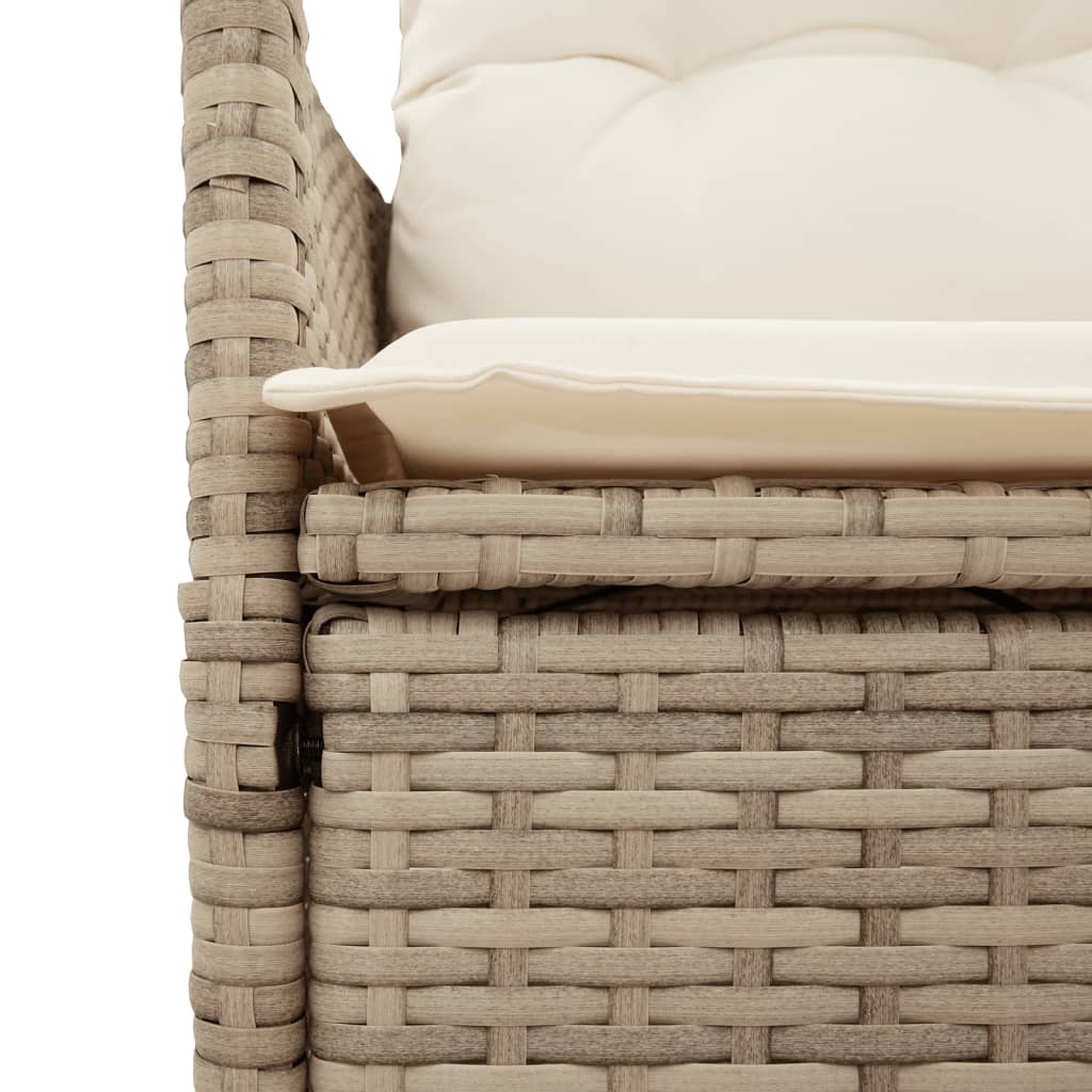 Sedie Reclinabili da Giardino 2pz con Cuscini Beige Polyrattan