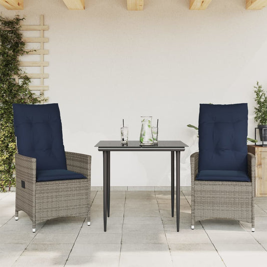 Sedie da giardino reclinabili 2 pz con cuscini grigie in polyrattan - homemem39
