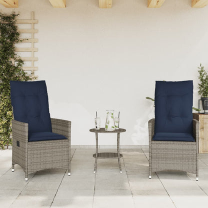 Set da Bistrot 3 pz con Cuscini Grigio in Polyrattan - homemem39
