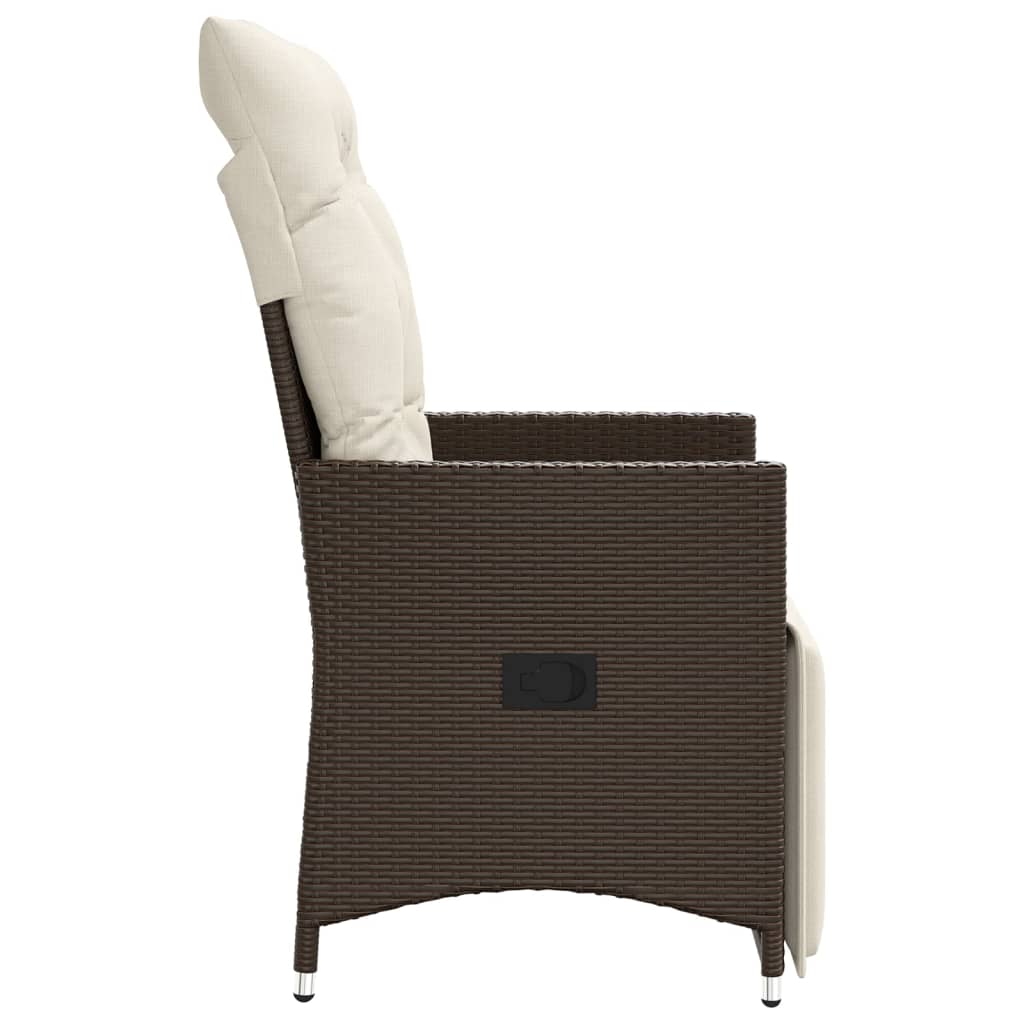 Sedia Reclinabile da Giardino con Cuscini Marrone in Polyrattan - homemem39
