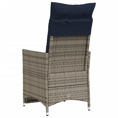 Sedia da giardino reclinabile con cuscini grigia in polyrattan - homemem39