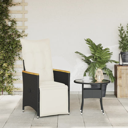 Sedia Reclinabile da Giardino con Cuscini Nera in Polyrattan - homemem39