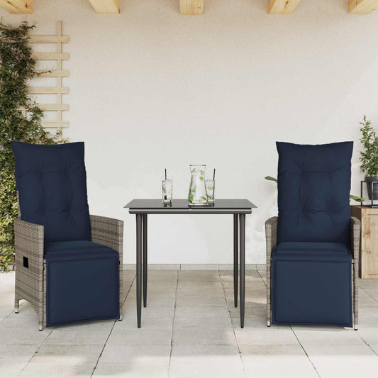 Sedie da giardino reclinabili 2 pz con cuscini grigie | homemem39