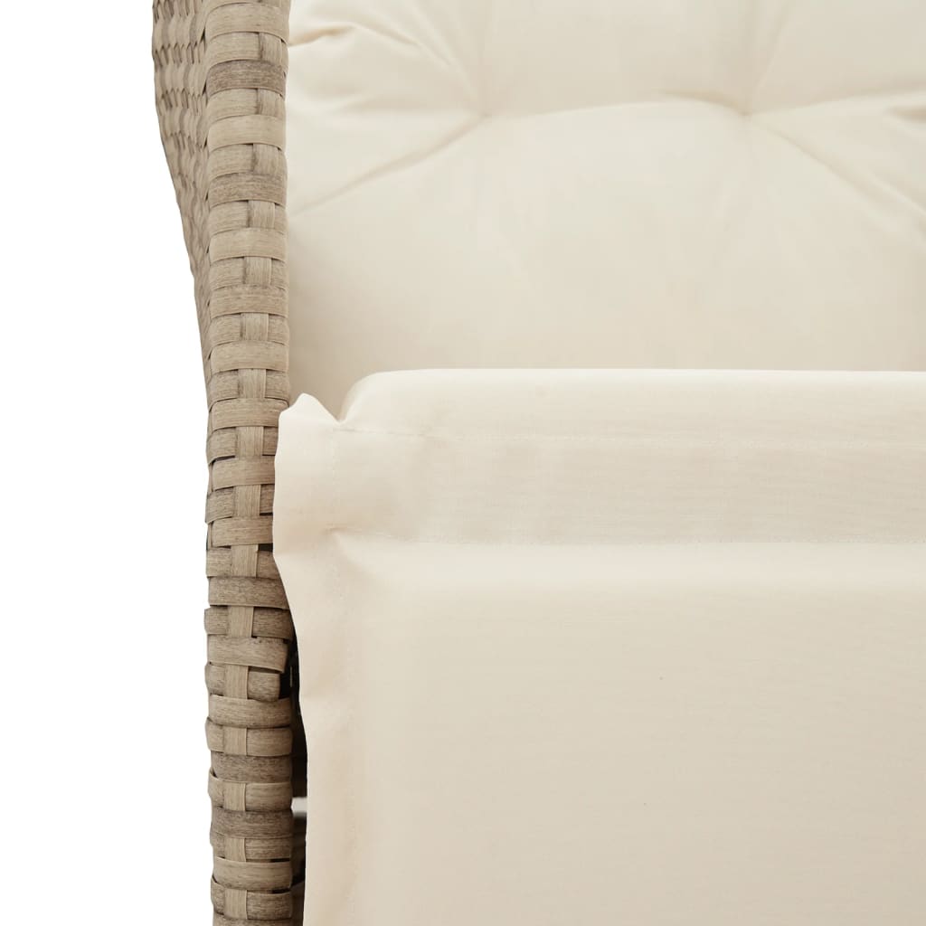 3-piece Bistro Set with Beige Polyrattan Cushions