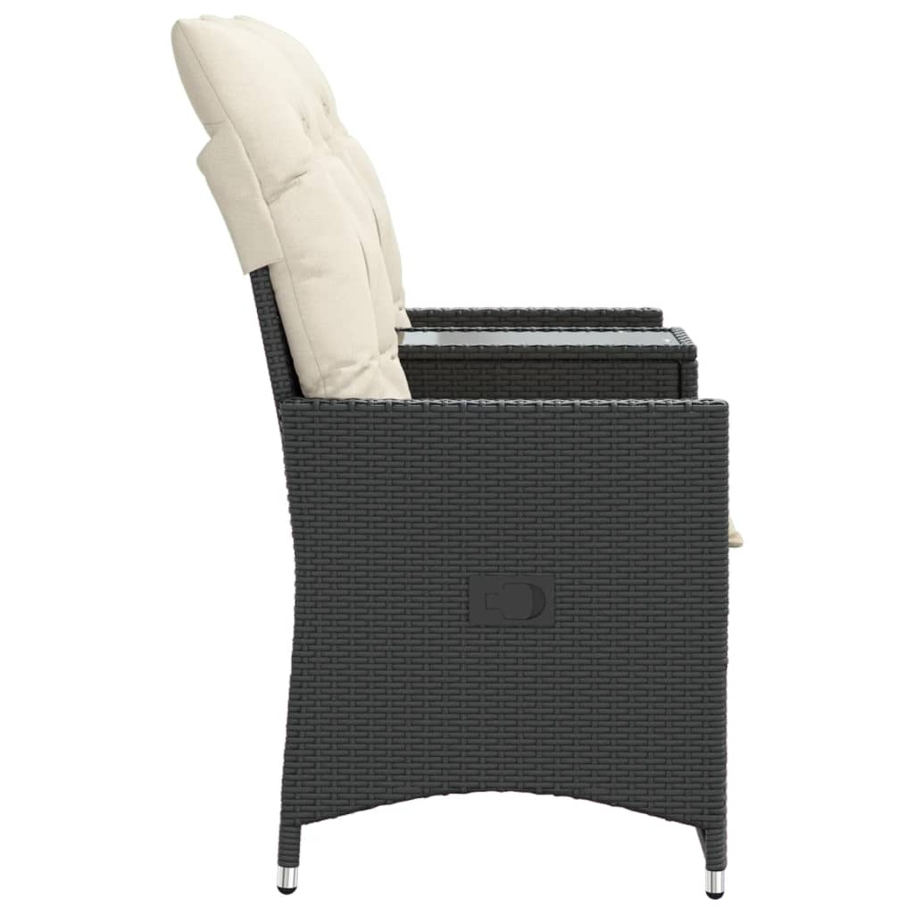 Divano Giardino Reclinabile 2Posti con Tavolino Nero Polyrattan | homemem39