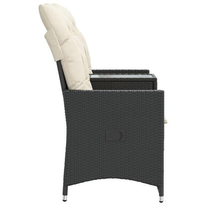 Divano Giardino Reclinabile 2Posti con Tavolino Nero Polyrattan | homemem39