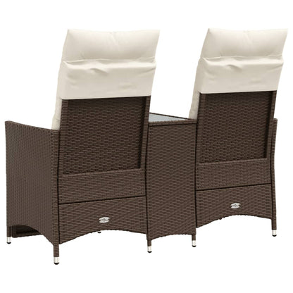 Divano Giardino Reclinabile 2 Posti Tavolino Marrone Polyrattan | homemem39