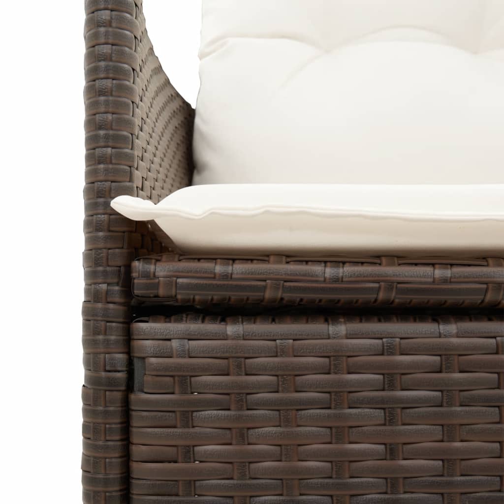 Divano Giardino Reclinabile 2 Posti Tavolino Marrone Polyrattan | homemem39