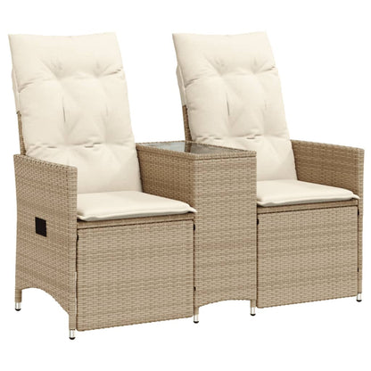 Divano Giardino Reclinabile 2 Posti Tavolino Beige Polyrattan | homemem39