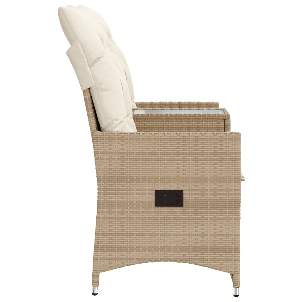 Divano Giardino Reclinabile 2 Posti Tavolino Beige Polyrattan | homemem39