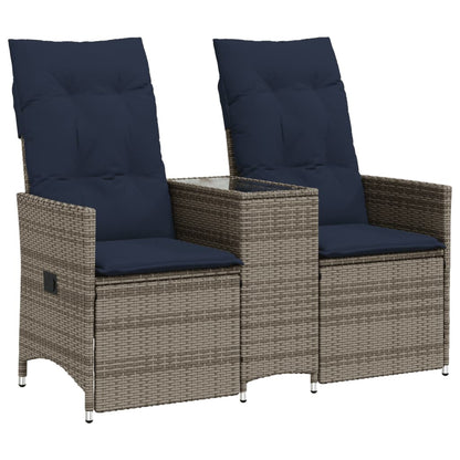 Divano da giardino reclinabile a 2 posti con tavolo grigio in polyrattan | homemem39