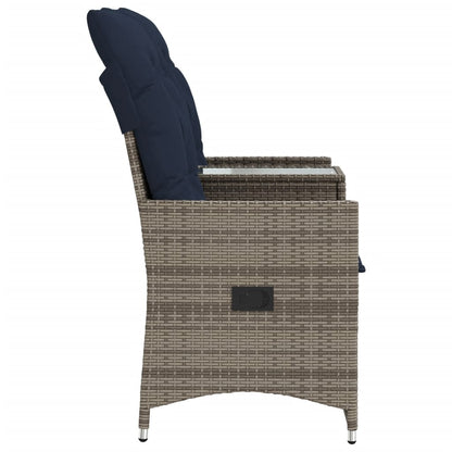 Divano da giardino reclinabile a 2 posti con tavolo grigio in polyrattan | homemem39