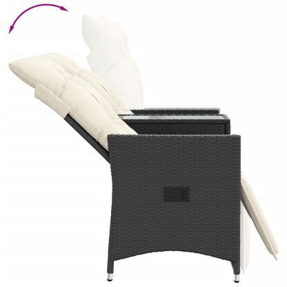 Divano Giardino Reclinabile 2Posti con Tavolino Nero Polyrattan | homemem39