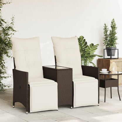 Divano Giardino Reclinabile 2 Posti Tavolino Marrone Polyrattan | homemem39