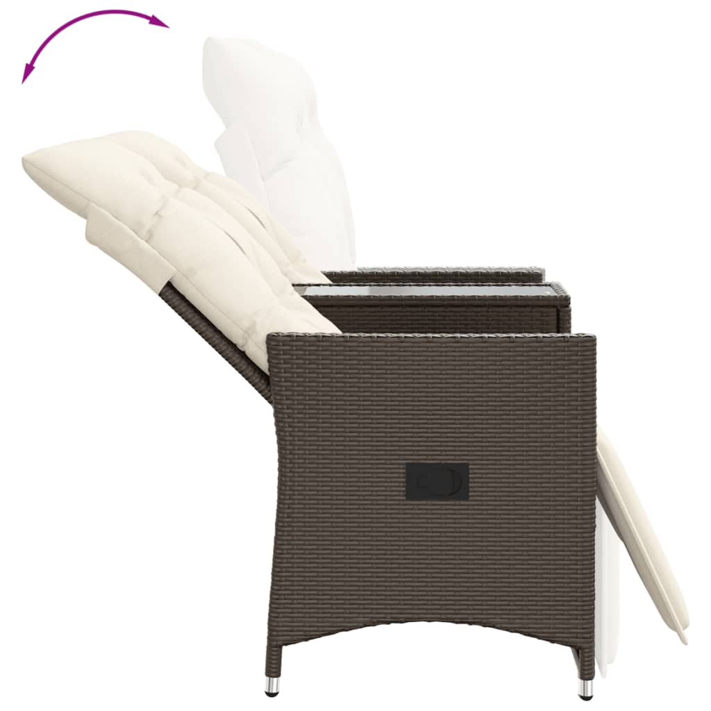 Divano Giardino Reclinabile 2 Posti Tavolino Marrone Polyrattan | homemem39