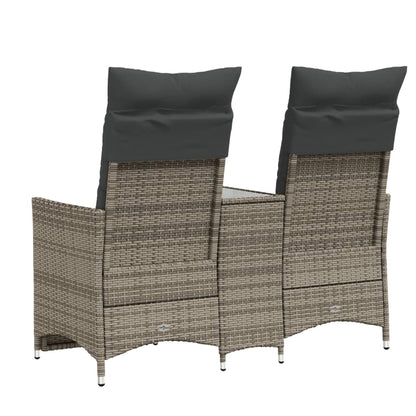 Divano Giardino Reclinabile 2 Posti Tavolino Grigio Polyrattan | homemem39
