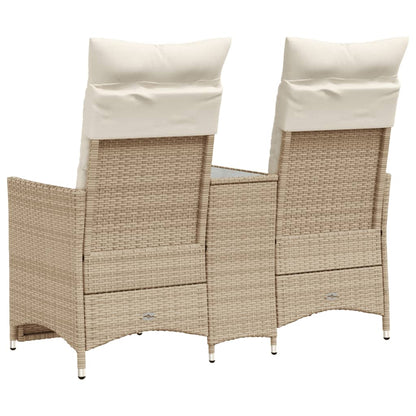 Divano Giardino Reclinabile 2 Posti Tavolino Beige Polyrattan | homemem39