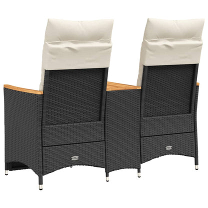 Divano Giardino Reclinabile 2Posti con Tavolino Nero Polyrattan | homemem39