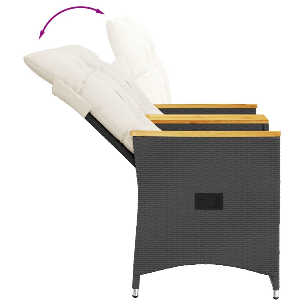 Divano Giardino Reclinabile 2Posti con Tavolino Nero Polyrattan | homemem39
