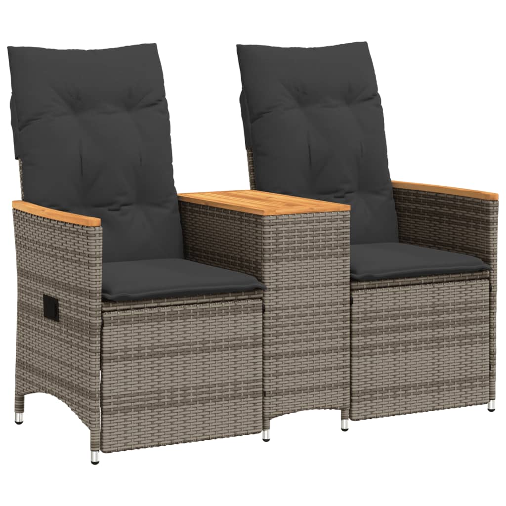 Divano Giardino Reclinabile 2 Posti Tavolino Grigio Polyrattan | homemem39