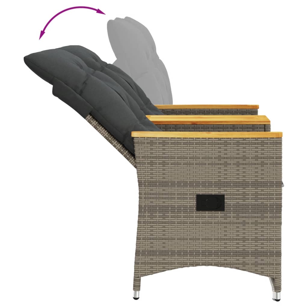 Divano Giardino Reclinabile 2 Posti Tavolino Grigio Polyrattan | homemem39
