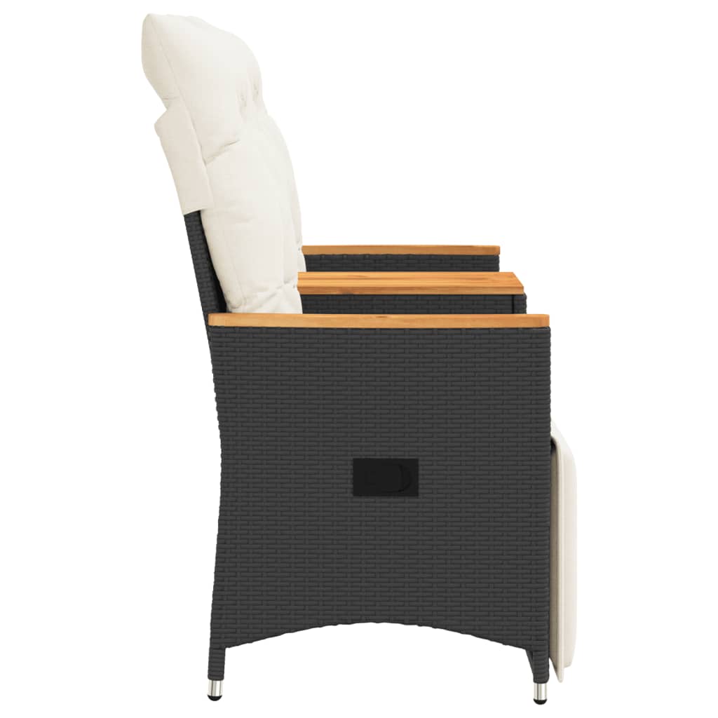 Divano Giardino Reclinabile 2Posti con Tavolino Nero Polyrattan | homemem39