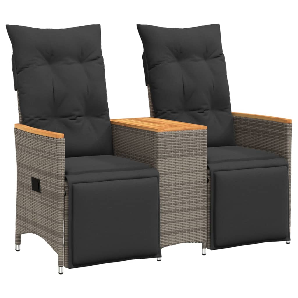 Divano Giardino Reclinabile 2 Posti Tavolino Grigio Polyrattan | homemem39
