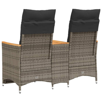 Divano Giardino Reclinabile 2 Posti Tavolino Grigio Polyrattan | homemem39