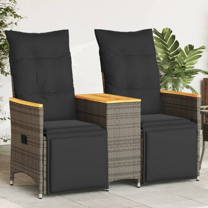 Divano Giardino Reclinabile 2 Posti Tavolino Grigio Polyrattan | homemem39