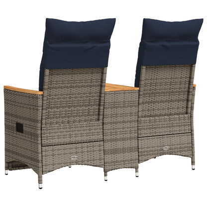 Divano da giardino reclinabile a 2 posti con tavolo grigio in polyrattan | homemem39