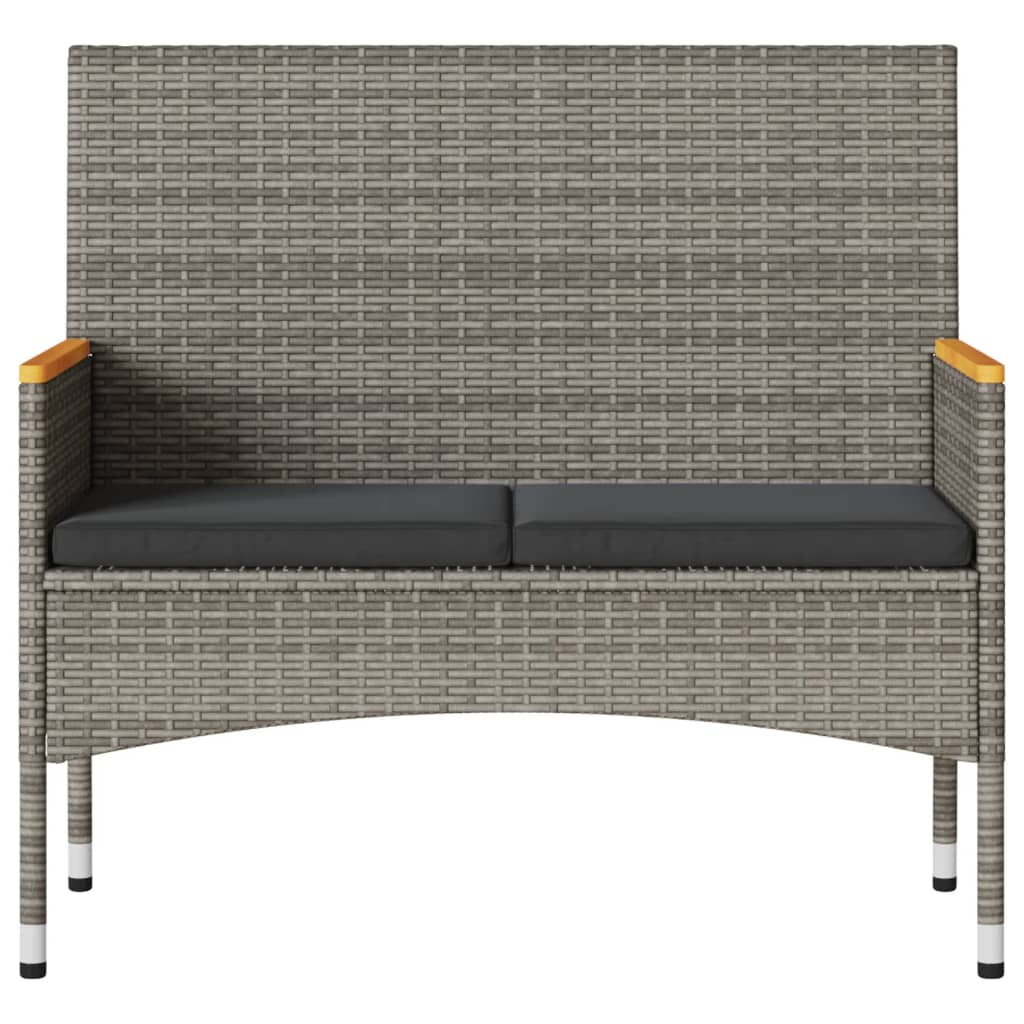 Panca da Giardino a 2 Posti Cuscini e Tavolo Grigia Polyrattan - homemem39