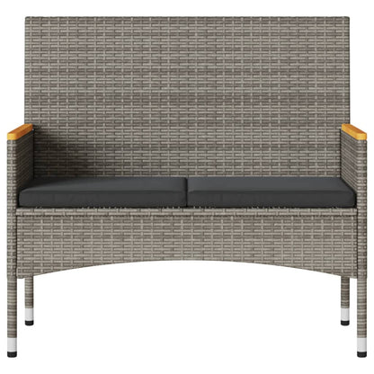 Panca da Giardino a 2 Posti Cuscini e Tavolo Grigia Polyrattan - homemem39