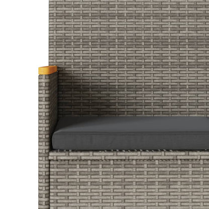 Panca da Giardino a 2 Posti Cuscini e Tavolo Grigia Polyrattan - homemem39