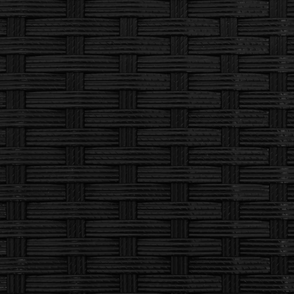 Divano Giardino 3 Posti Baldacchino e Sgabelli Nero Polyrattan | homemem39