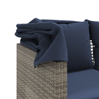 Divano da giardino a 3 posti con baldacchino e sgabelli in Polyrattan Grigio | homemem39