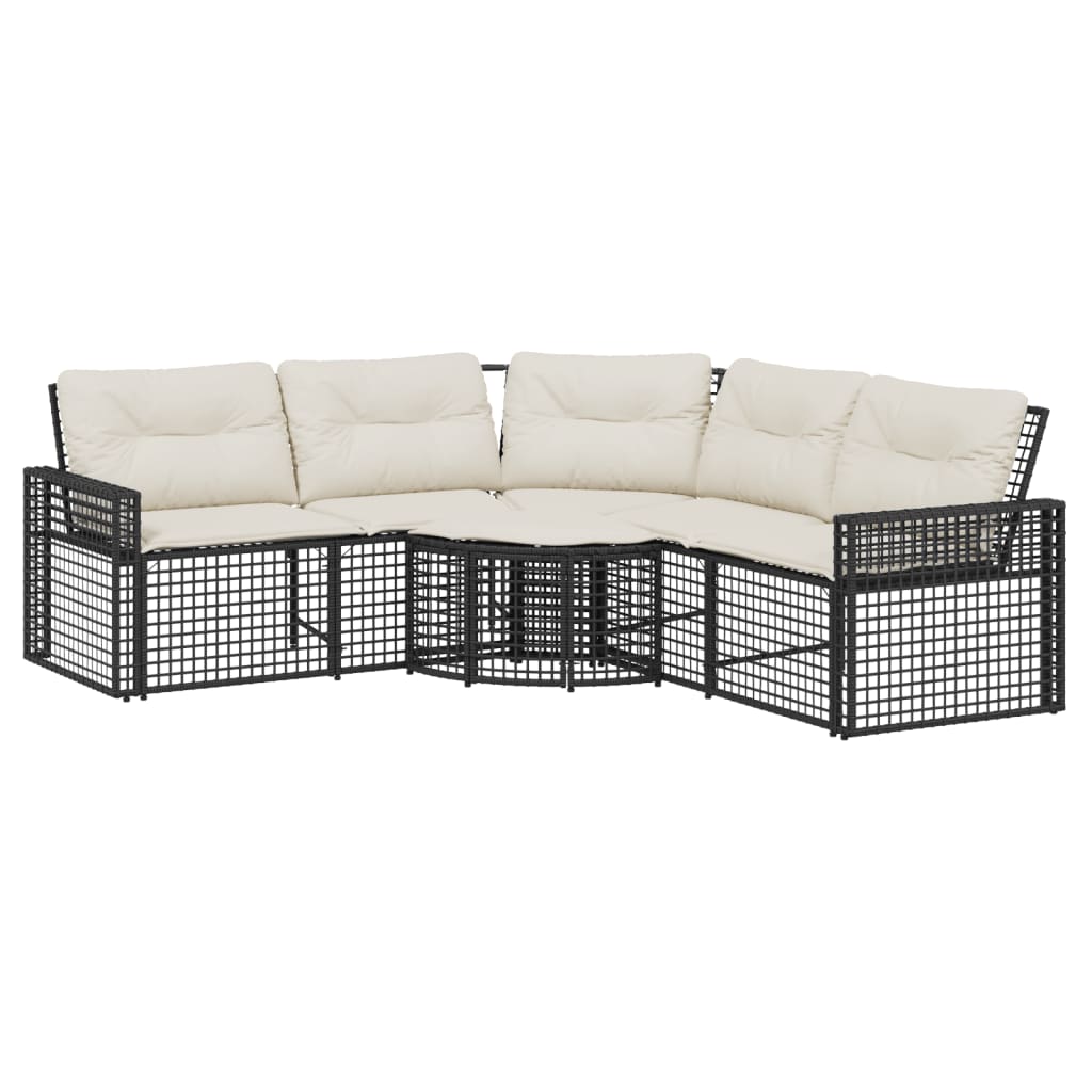 Divano da Giardino a L con Cuscini e Pouf in Polyrattan
