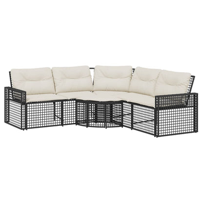 Divano da Giardino a L con Cuscini e Pouf in Polyrattan