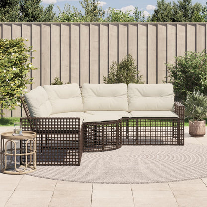 Divano da Giardino a L con Cuscini e Pouf Marrone in Polyrattan | homemem39