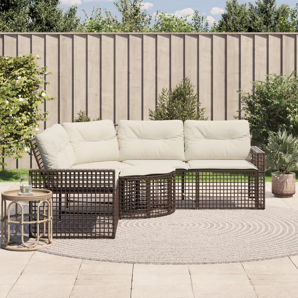 Divano da Giardino a L con Cuscini e Pouf in Polyrattan