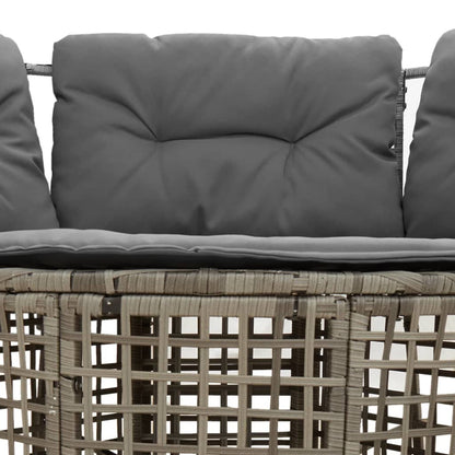 Divano da Giardino a L con Cuscini e Pouf Grigio in Polyrattan | homemem39