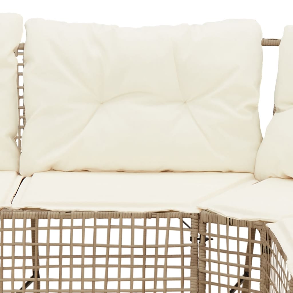 Divano da Giardino a L con Cuscini e Pouf Beige in Polyrattan | homemem39